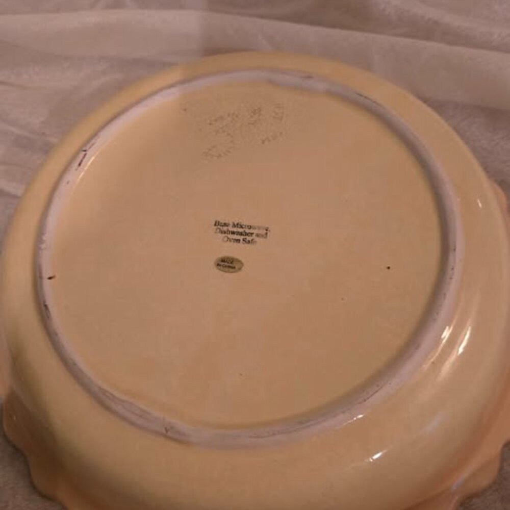 Vtg. Pumpkin Fall Thanksgiving Ceramic Pie Plate Dessert Server w/ Covered Lid - Picture 7 of 10